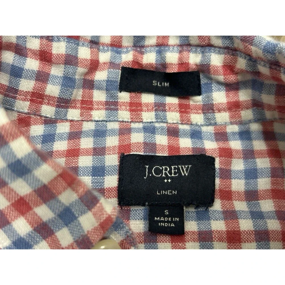 J. Crew Red, Blue & White Check Button-Down Shirt